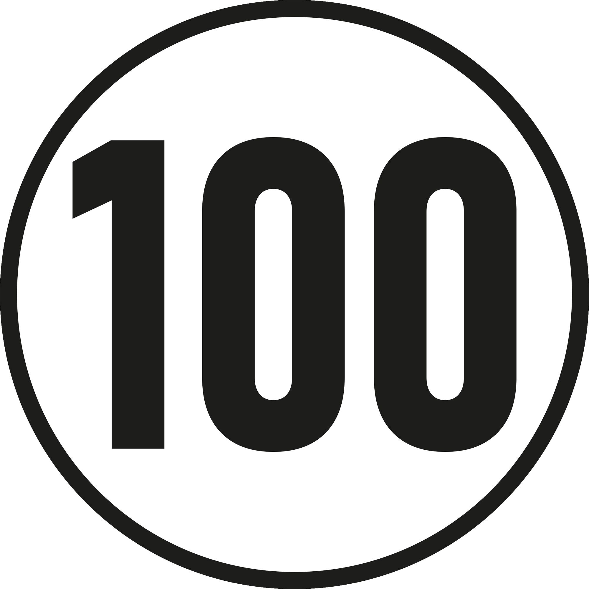 100 km/h Sign, Ø 200 mm, Aluminum 100 km/h Sign, Ø 200 mm, Aluminum