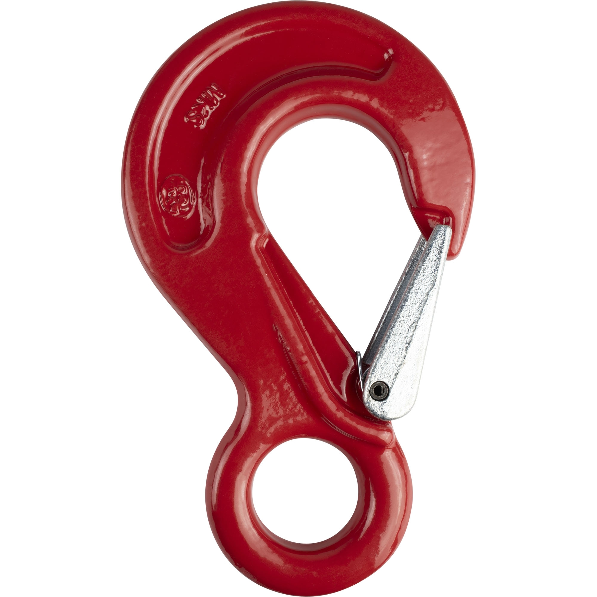 Tow hook with safety mechanism, 3150 kg, eye Ø 34 mm, red
