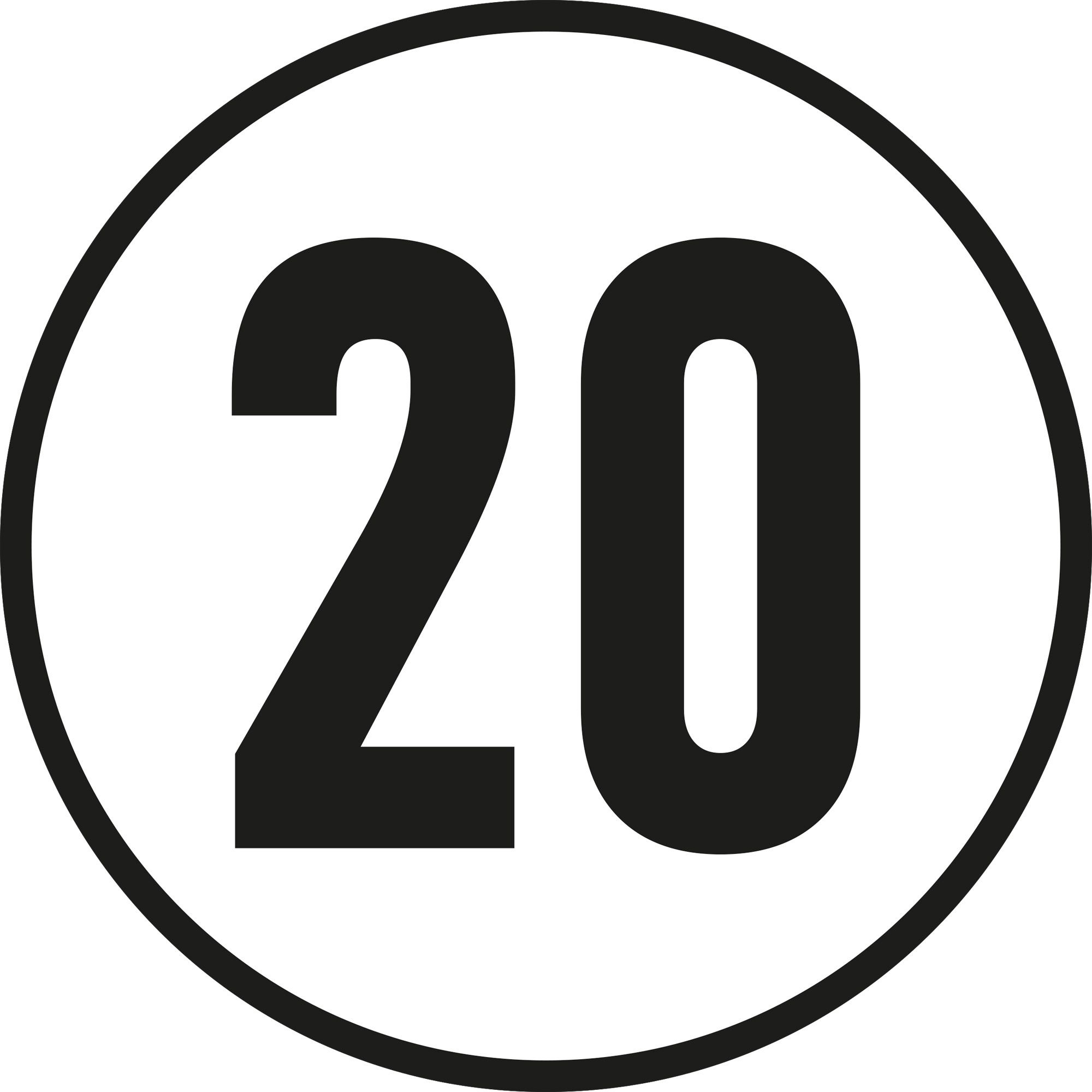 20 km/h Sign, Ø 200 mm, Aluminum 20 km/h Sign, Ø 200 mm, Aluminum