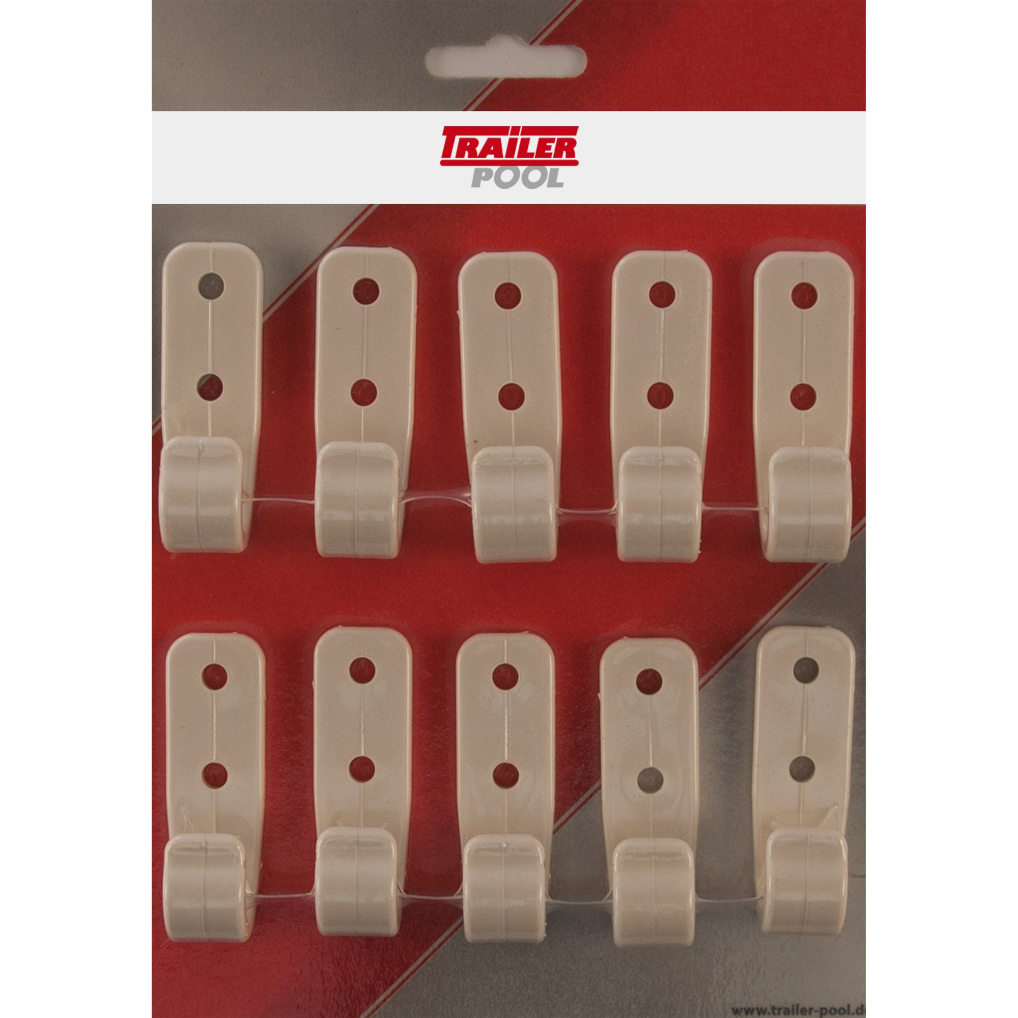 10 x Tarpaulin Hook 2-Hole, Plastic, White 10 x Tarpaulin Hook 2-Hole, Plastic, White