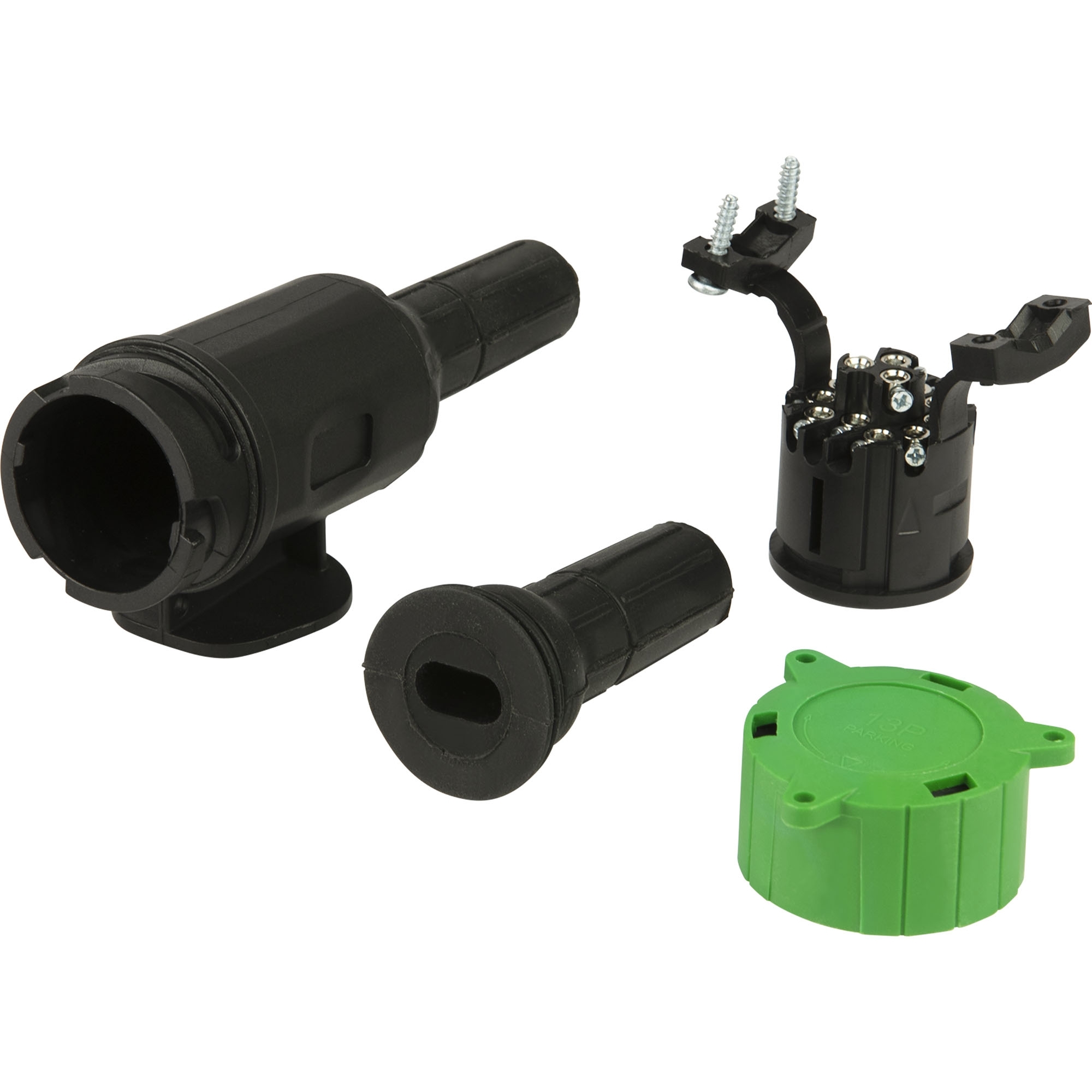 Plug 13-pin 12V, plastic, Pivoting, incl. 2 rubber grommet Plug 13-pin 12V, plastic, Pivoting, incl. 2 rubber grommet