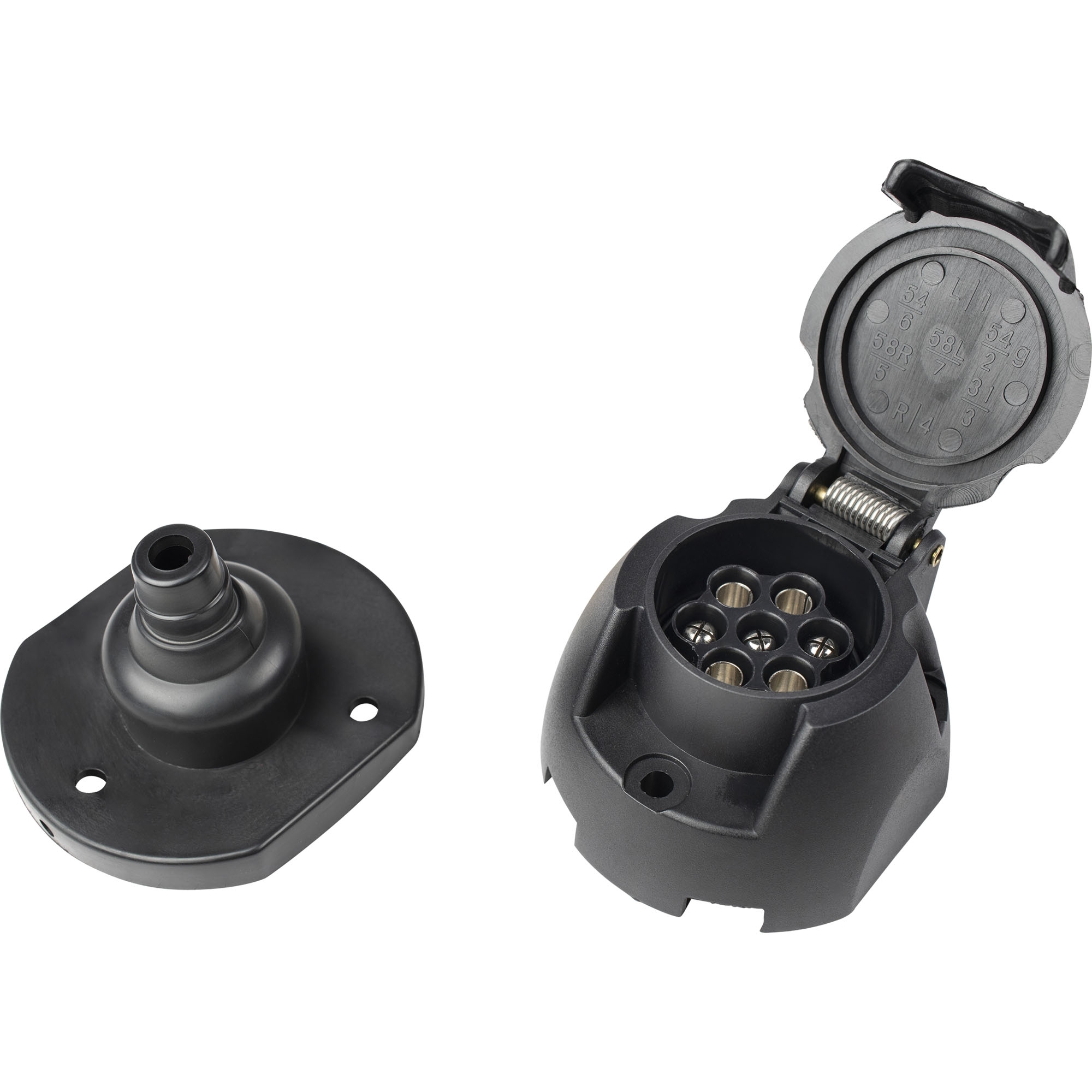 Socket 7-pin, 12V, Plastic