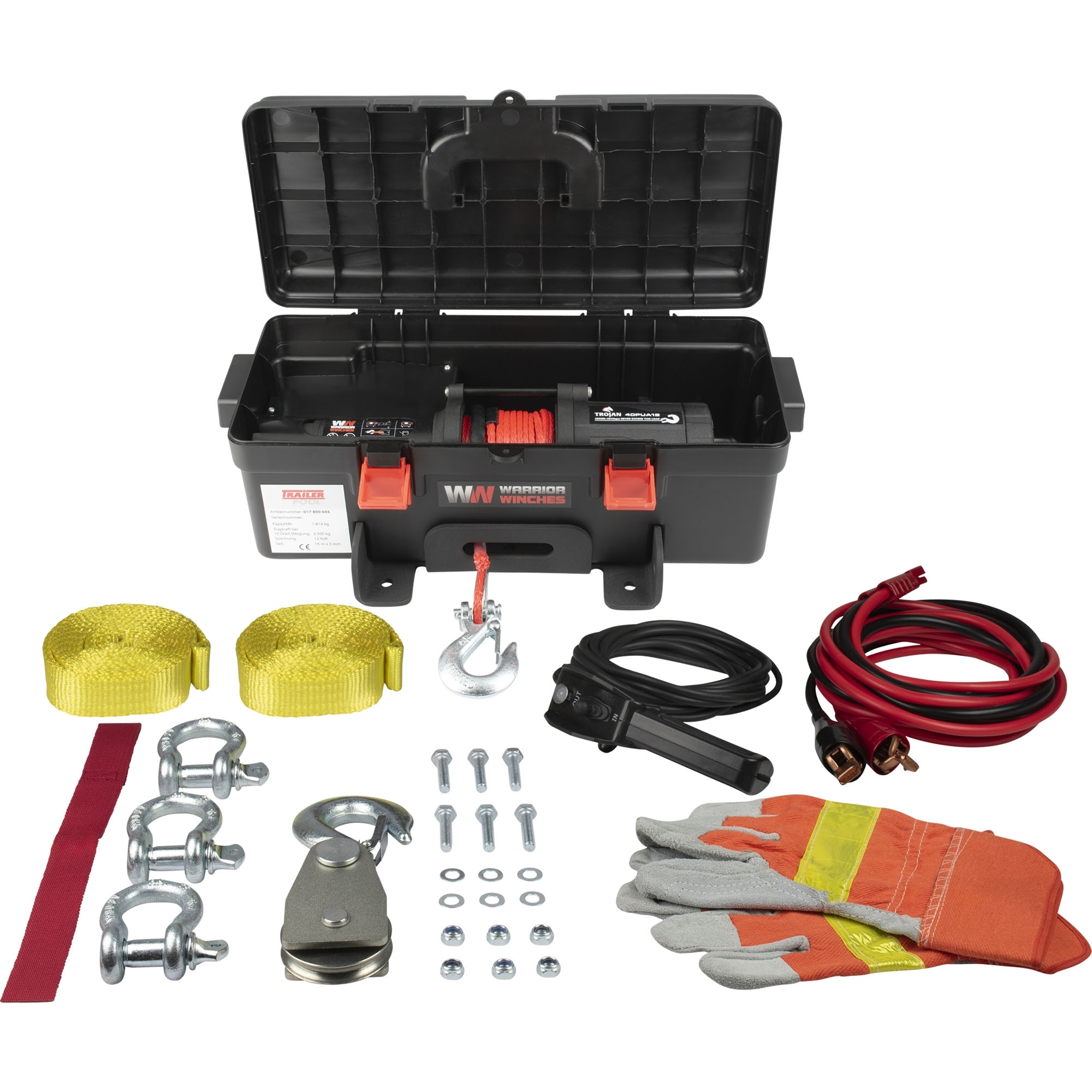 Mobile winch, 12 V, Tensile Force 1814 kg