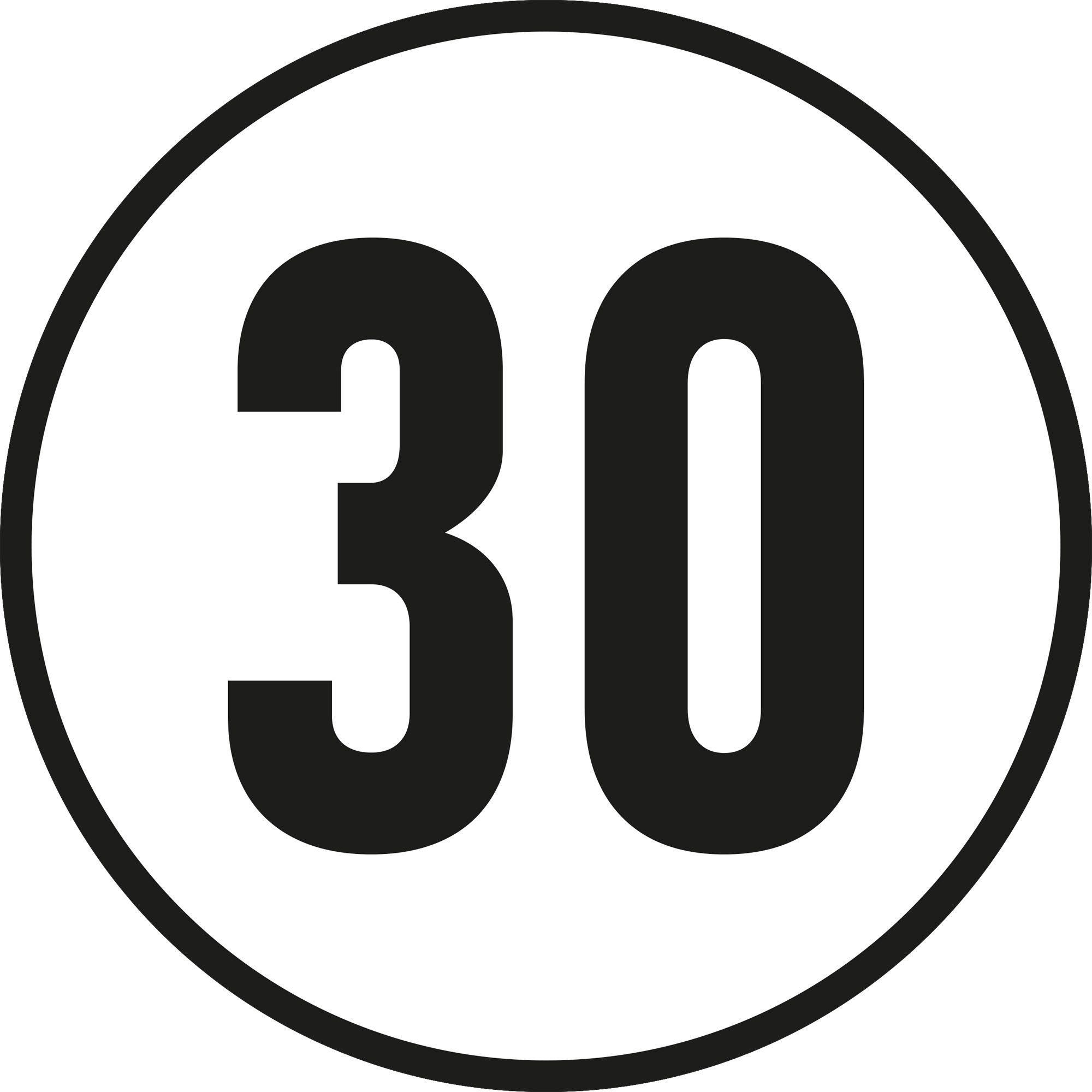 30 km/h Sign, Ø 200 mm, Aluminum 30 km/h Sign, Ø 200 mm, Aluminum