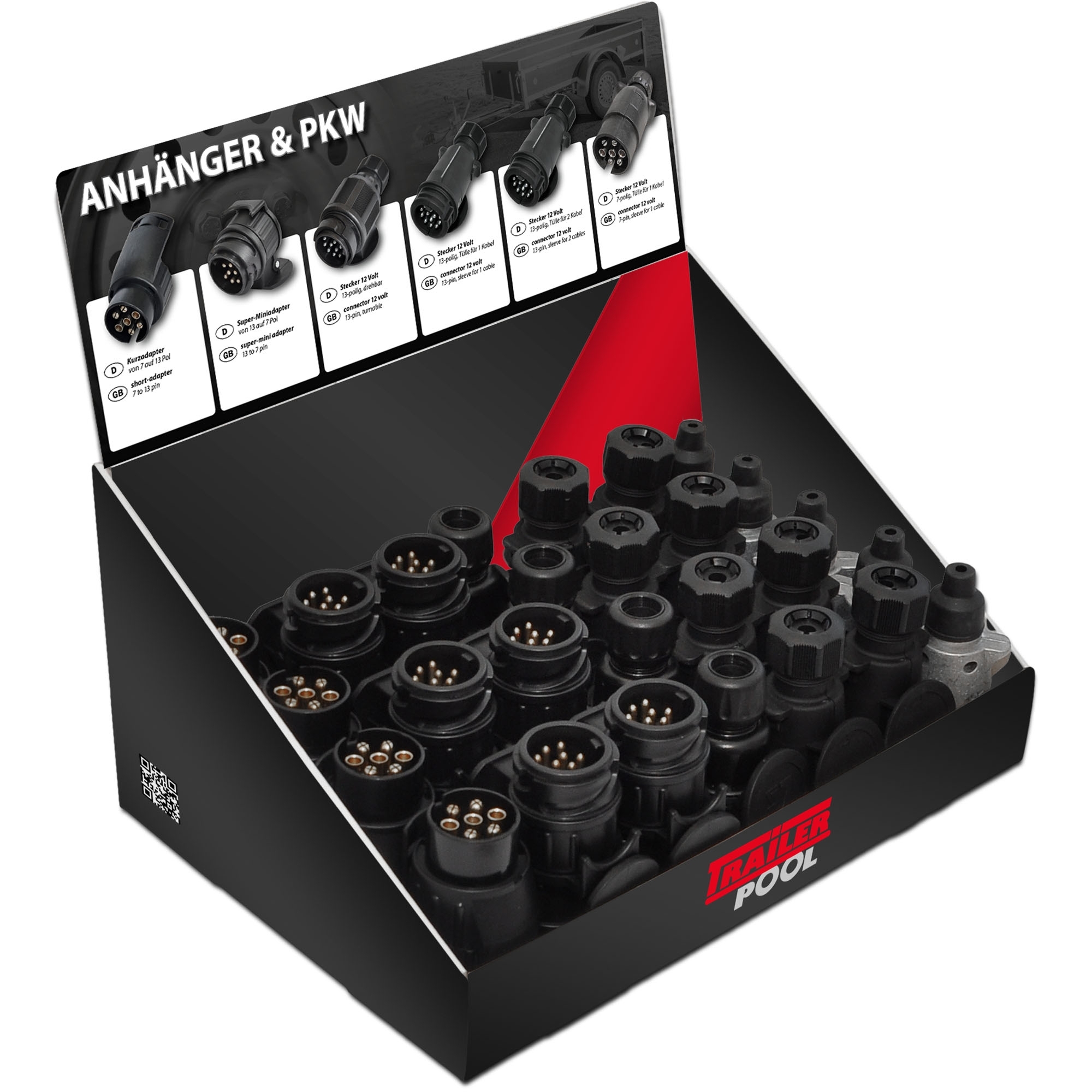 Counter display, plugs and adapters