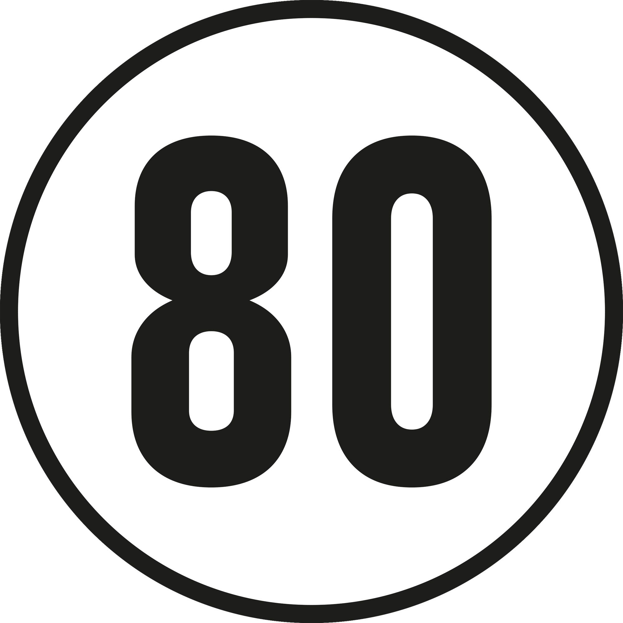 80 km/h Sign, Ø 200 mm, Aluminum 80 km/h Sign, Ø 200 mm, Aluminum