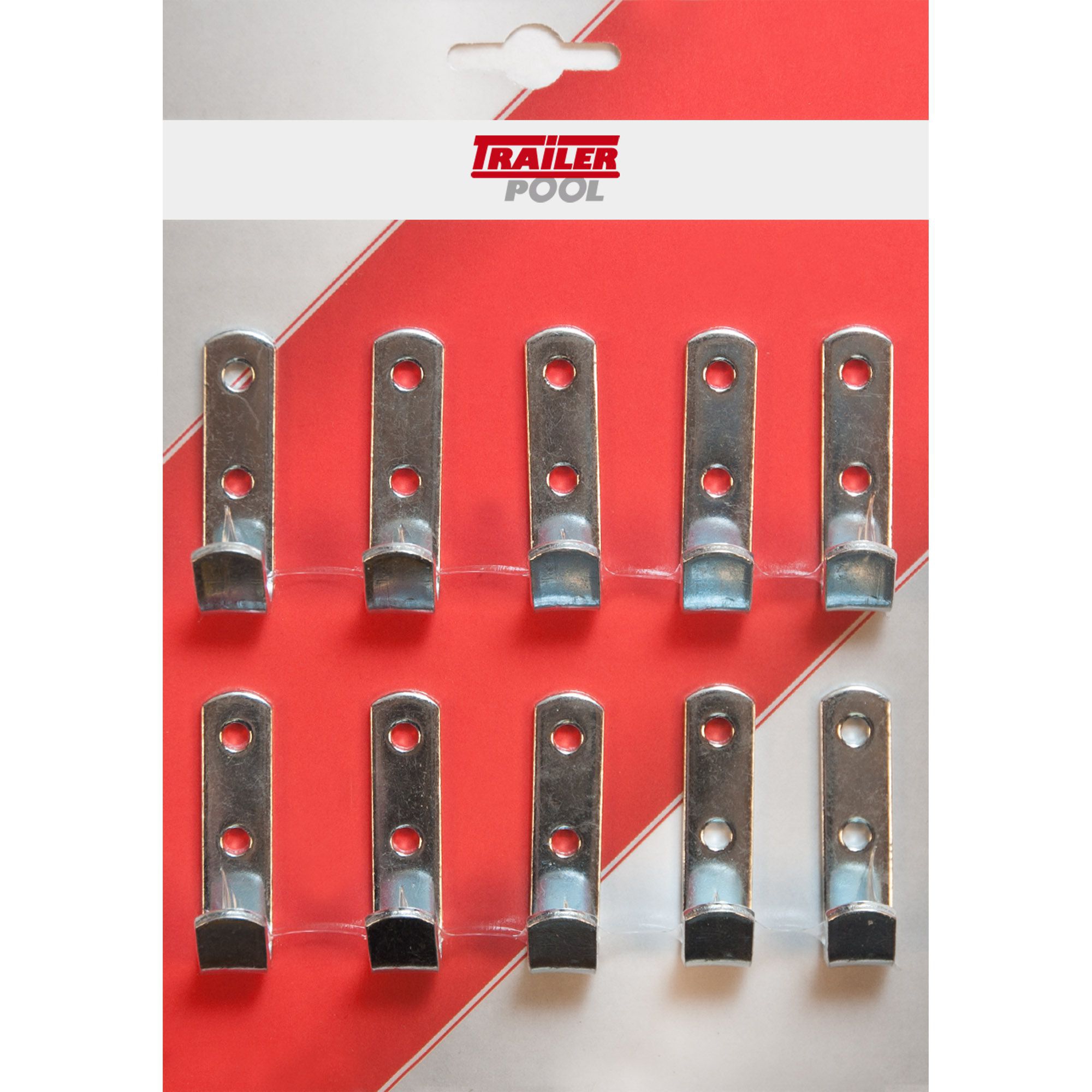 10 x Tension Hook 2-Hole, Length 51 mm, HD 20 mm 10 x Tension Hook 2-Hole, Length 51 mm, HD 20 mm