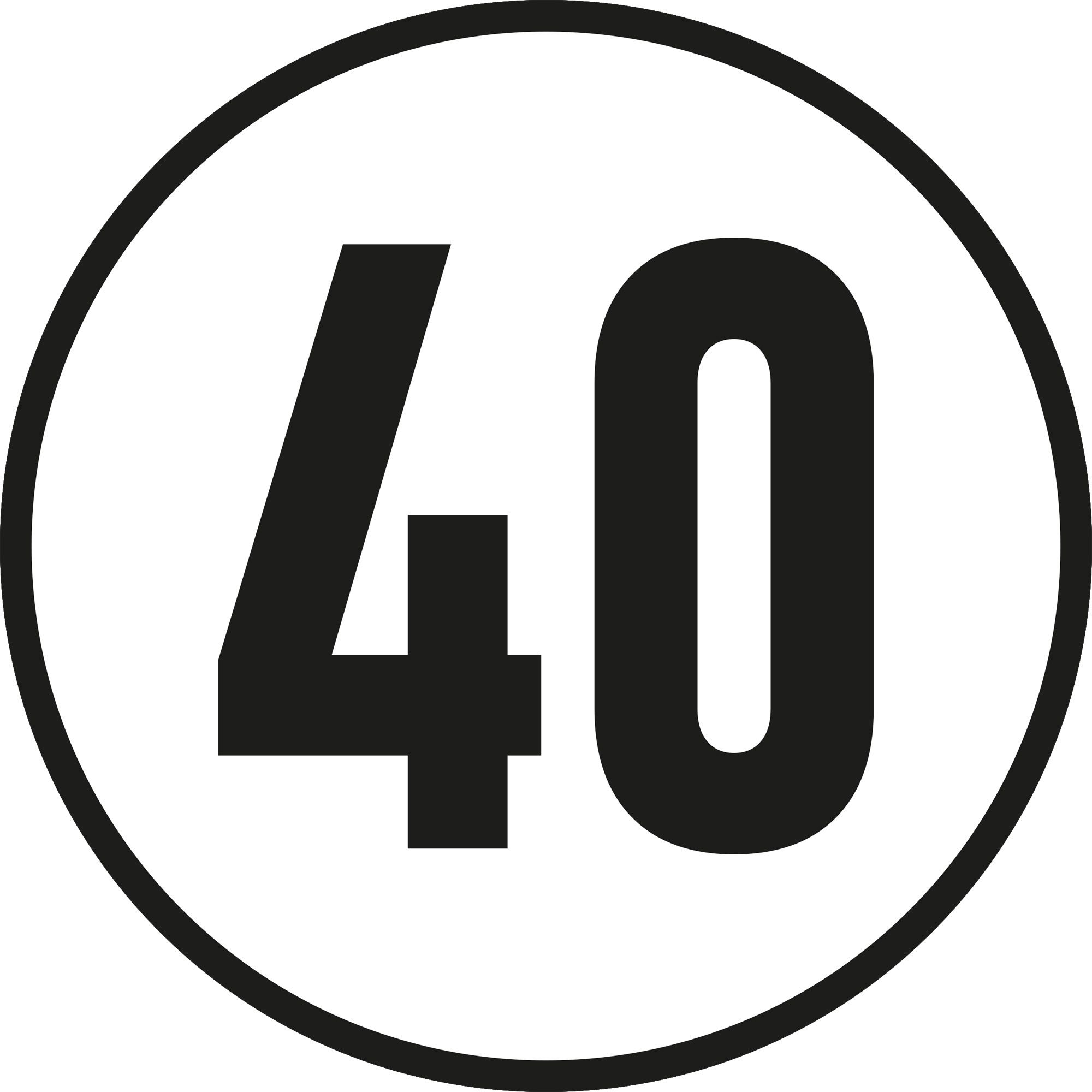 40 km/h Sign, Ø 200 mm, Aluminum 40 km/h Sign, Ø 200 mm, Aluminum