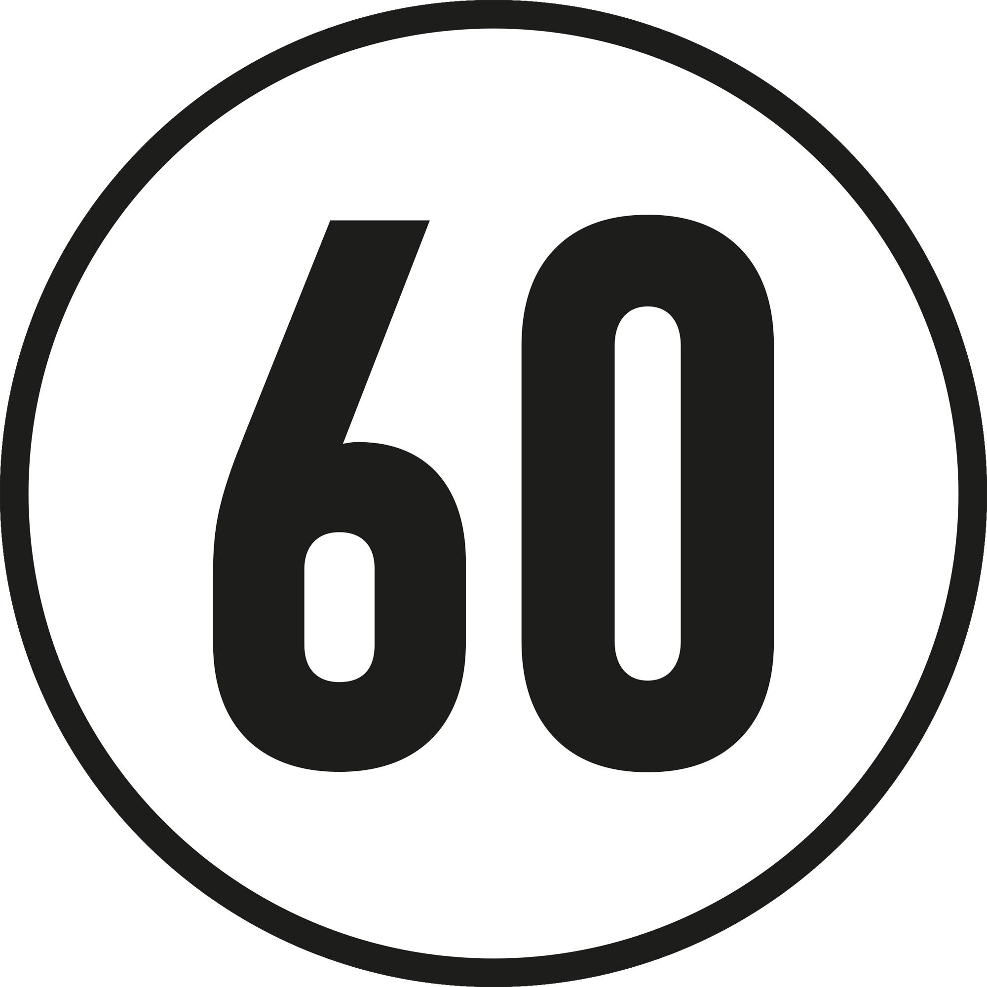 60 km/h Sign, Ø 200 mm, Aluminum 60 km/h Sign, Ø 200 mm, Aluminum