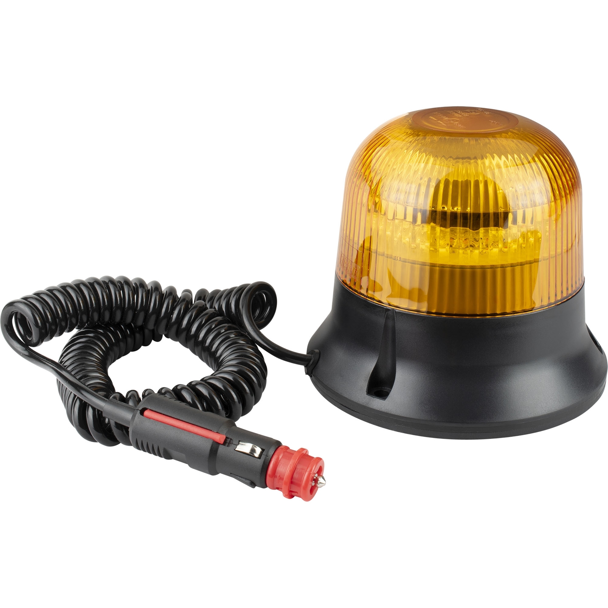 Rotating beacon LED, yellow, with spiral cable and magnetic base