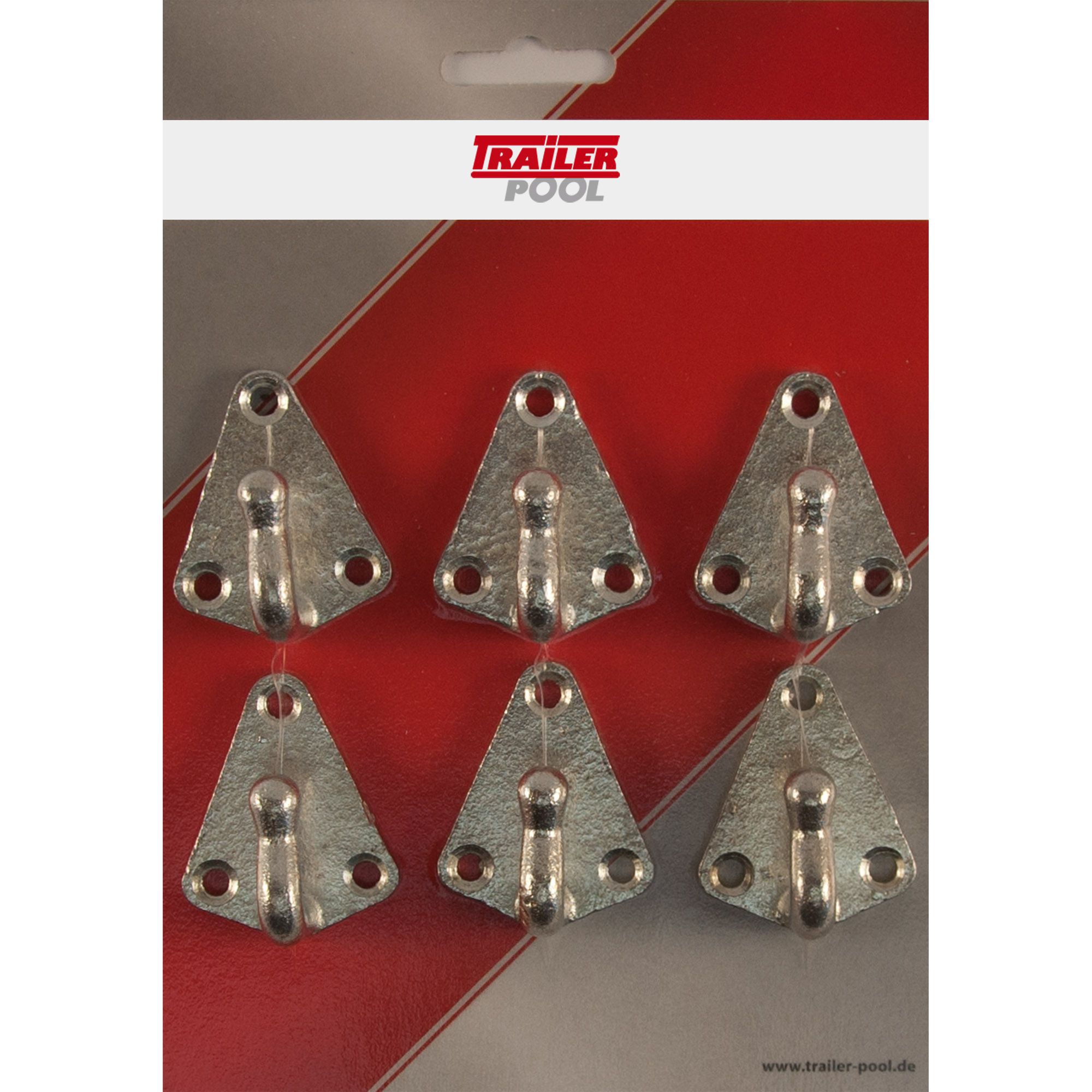 6x Tarpaulin Hook 3-Hole, Length 50mm, HD 33x28 mm 6x Tarpaulin Hook 3-Hole, Length 50mm, HD 33x28 mm
