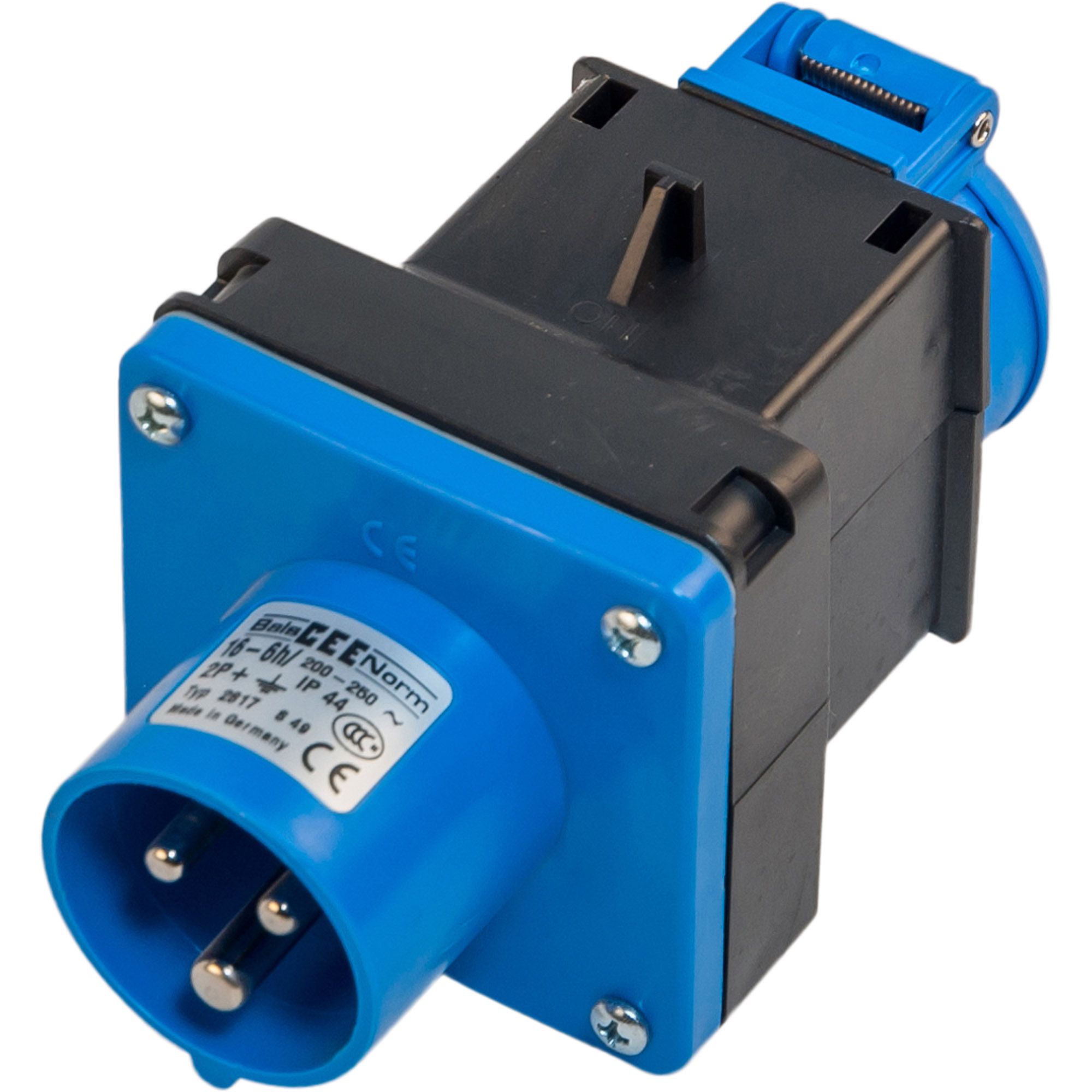 CEE-adapter, CEE-plug to safety socket CEE-adapter, CEE-plug to safety socket