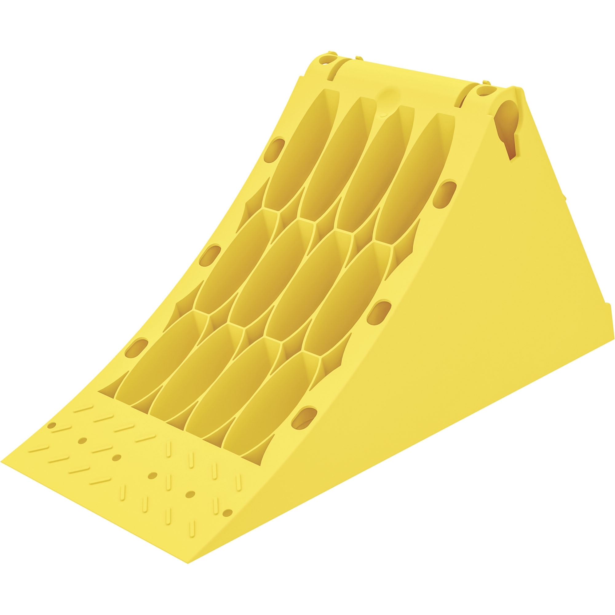 Wheel Chock G46, L 383 mm, R up to 460 mm, plastic, yellow