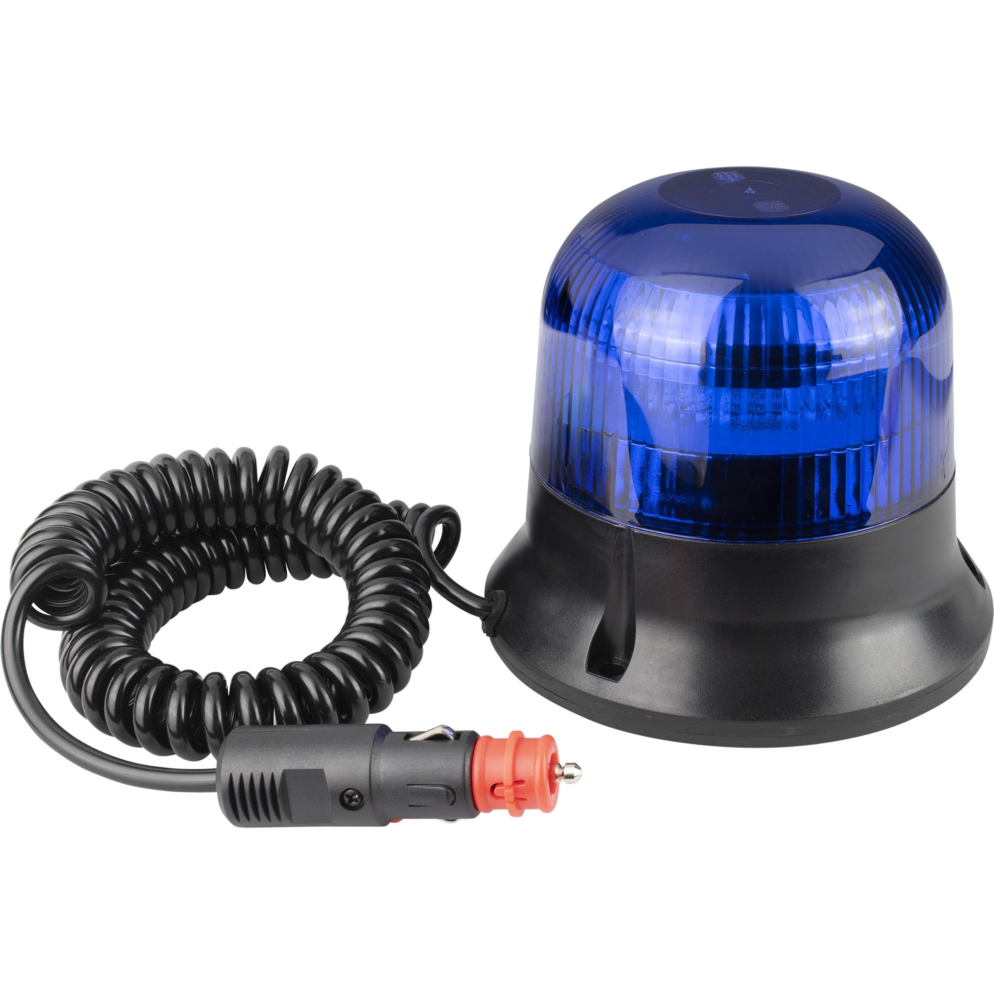 Rotating beacon LED, blue, with spiral cable and magnetic base
