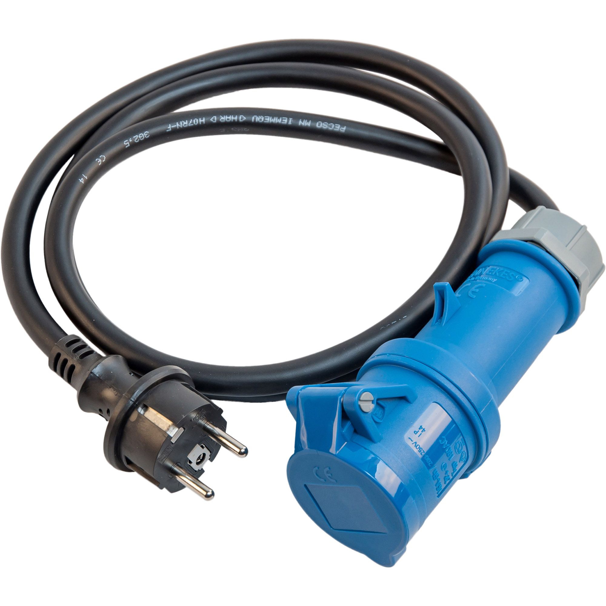 CEE adapter cable, Schuko connector on CEE coupling CEE adapter cable, Schuko connector on CEE coupling