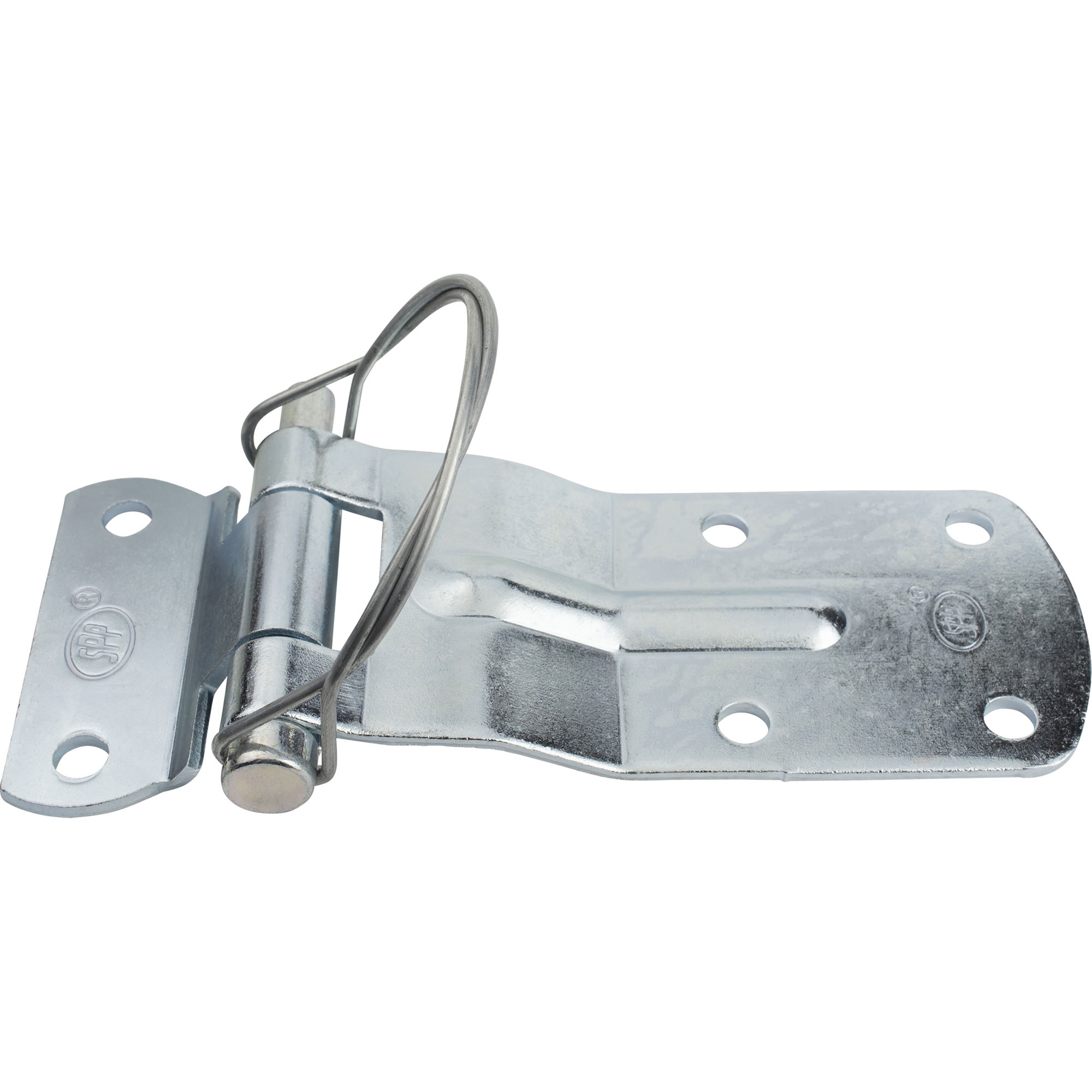 Hinge steel galvanised, cranked, bolt with spring