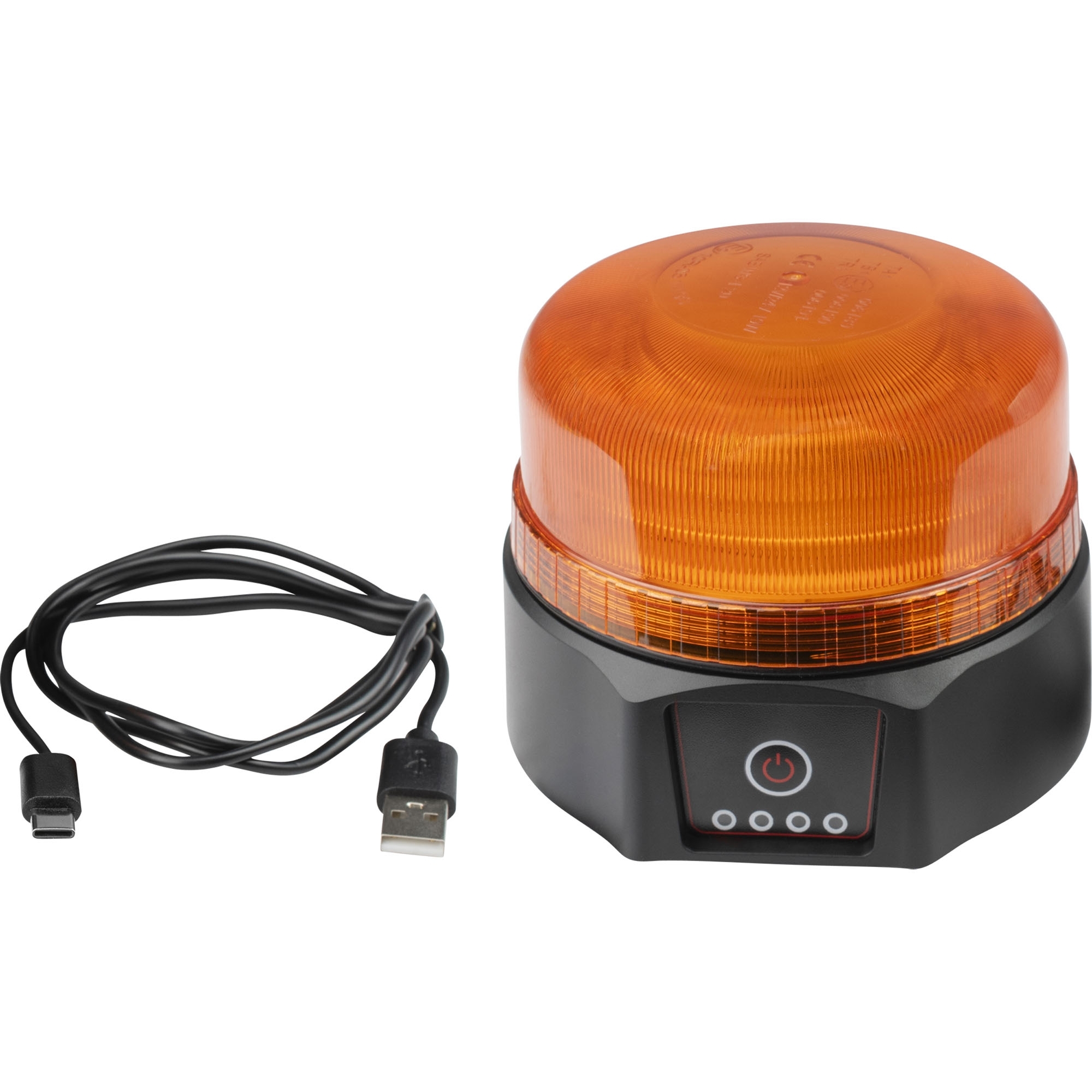 Rotating beacon LED, yellow, flat, with magnetic base, wireless